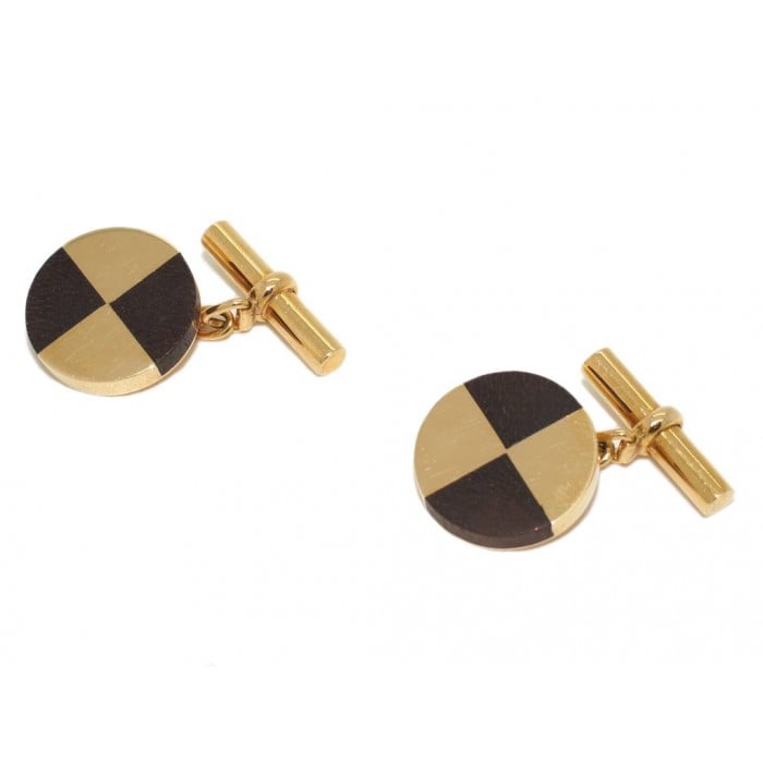 Mellerio Wood and 18 Carat Gold Cufflinks, Circa 1960
