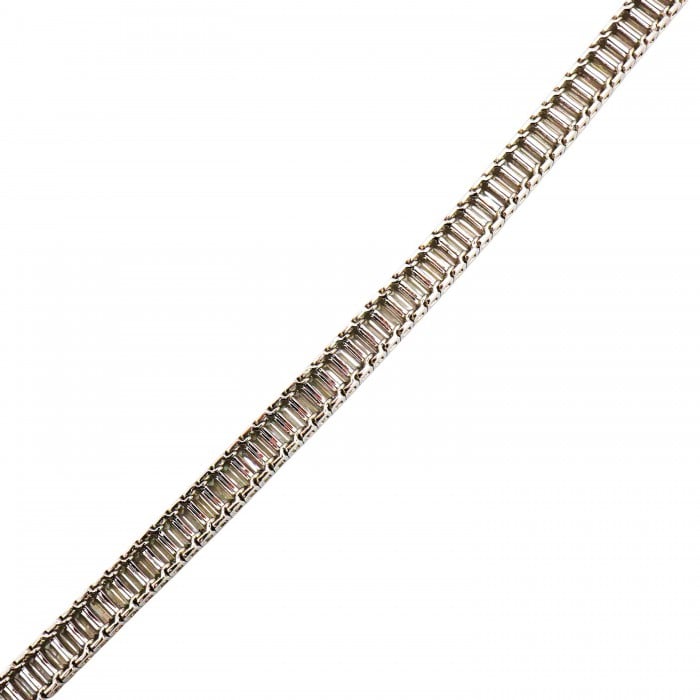 Modern Baguette Cut Diamond and Platinum Line Bracelet, 11.46ct