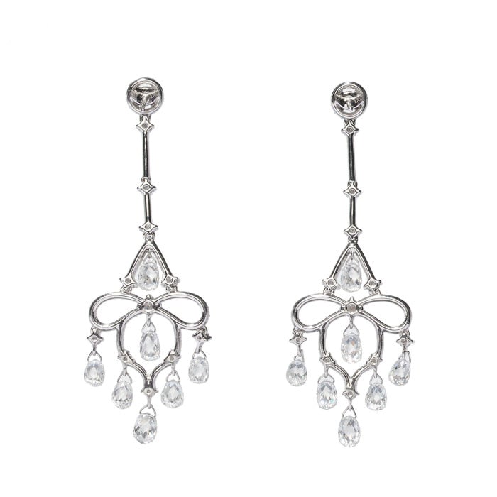 Modern Briolette Diamond and White Gold Drop Earrings, 7.23 Carats