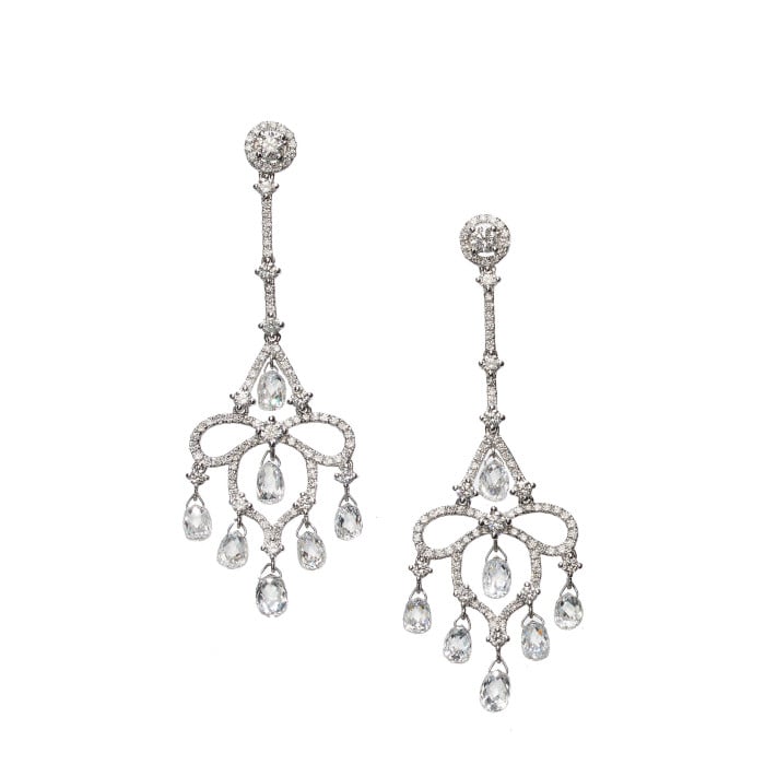 Modern Briolette Diamond and White Gold Drop Earrings, 7.23 Carats