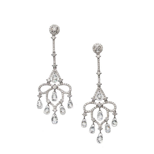 Modern Briolette Diamond and White Gold Drop Earrings, 7.23 Carats