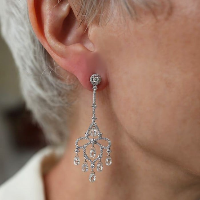 Modern Briolette Diamond and White Gold Drop Earrings, 7.23 Carats