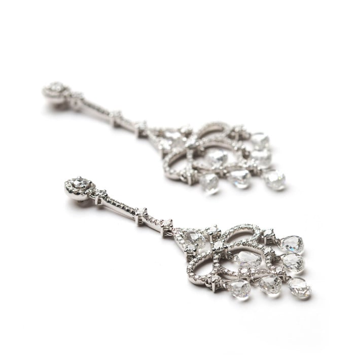 Modern Briolette Diamond and White Gold Drop Earrings, 7.23 Carats
