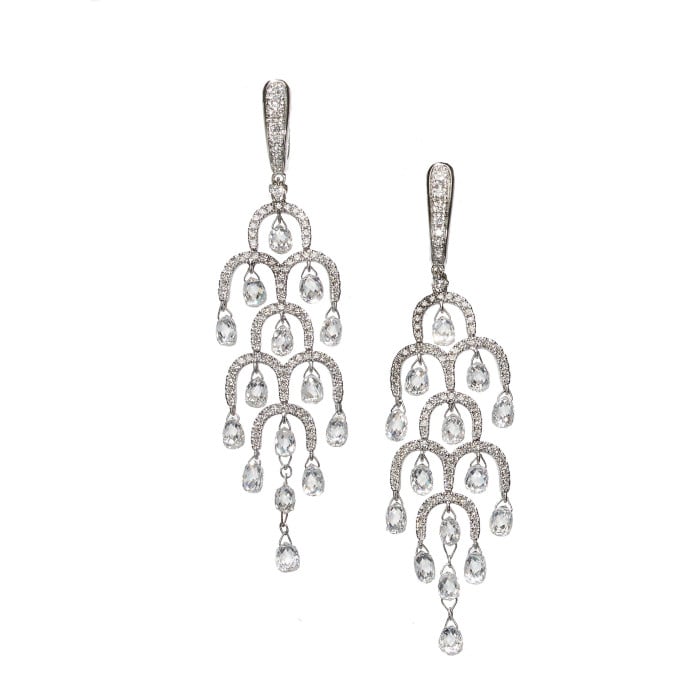 Modern Briolette Diamond and White Gold Drop Earrings, 7.92 Carats