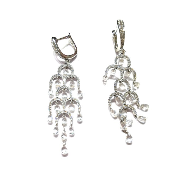 Modern Briolette Diamond and White Gold Drop Earrings, 7.92 Carats