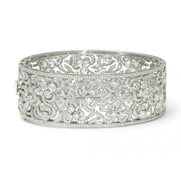 Modern Diamond and Platinum Bangle, 11.23 Carats