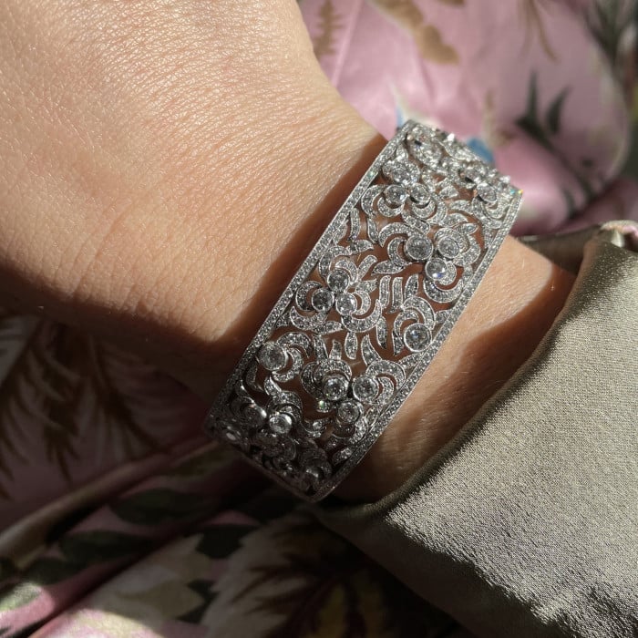 Modern Diamond and Platinum Bangle, 11.23 Carats