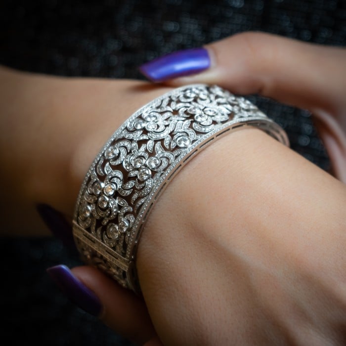 Modern Diamond and Platinum Bangle, 11.23 Carats