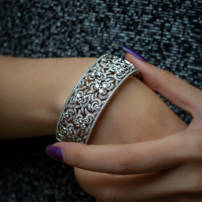 Modern Diamond and Platinum Bangle, 11.23 Carats