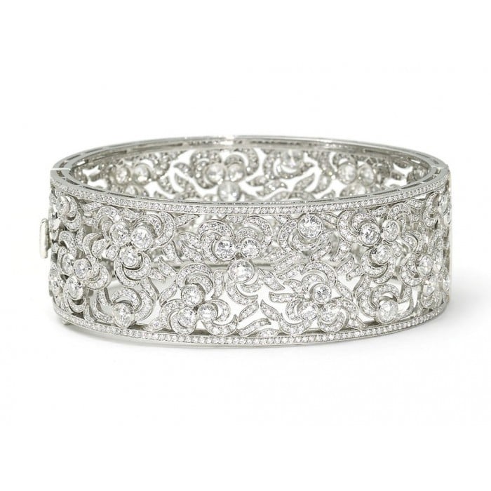 Modern Diamond and Platinum Bangle, 11.23 Carats