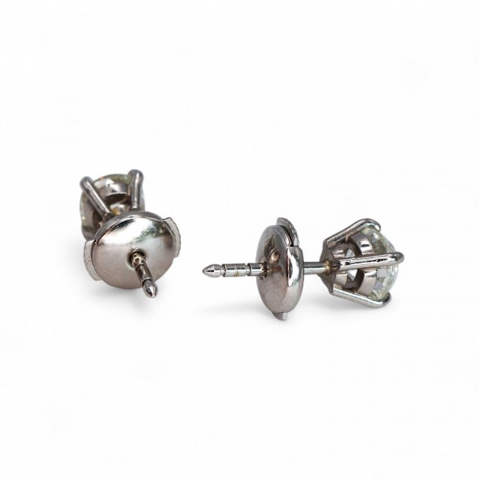 Modern Diamond and Platinum Ear Studs, 1.92 Carats