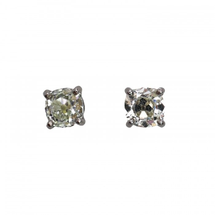 Modern Diamond and Platinum Ear Studs, 1.92 Carats