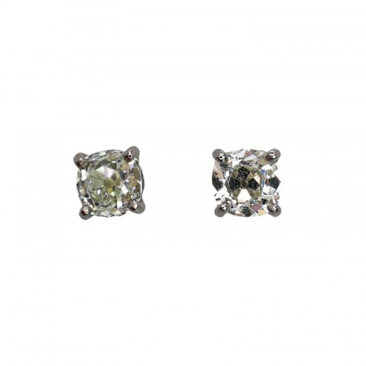 Modern Diamond and Platinum Ear Studs, 1.92 Carats