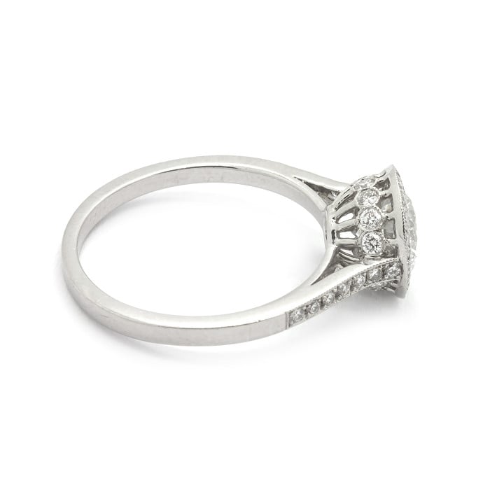 Modern Diamond and Platinum Halo Ring, 1.00 Carat
