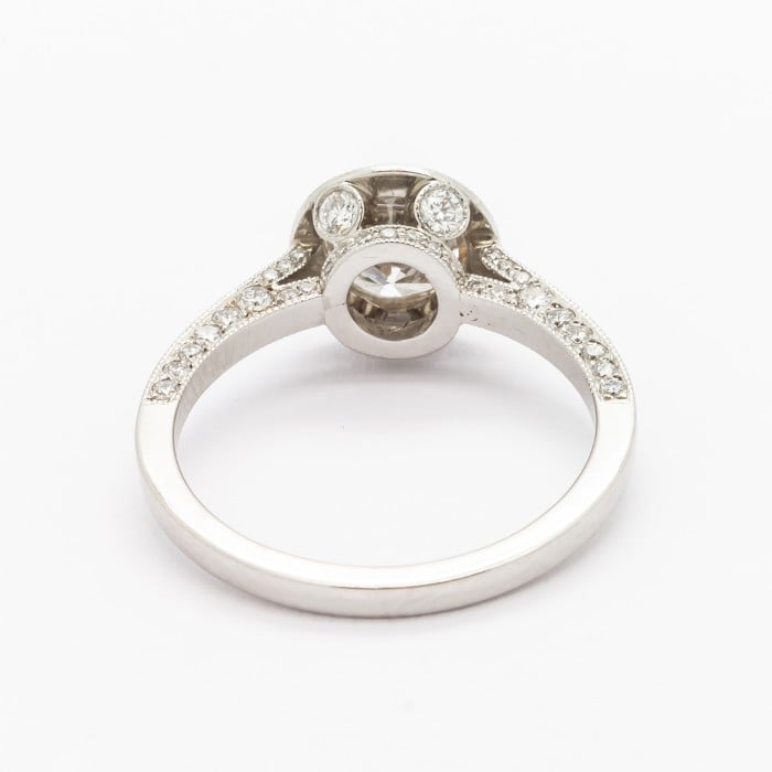 Modern Diamond and Platinum Micro Pavé Halo Ring, 0.85 Carats