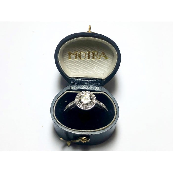 Modern Diamond and Platinum Micro Pavé Halo Ring, 0.85 Carats