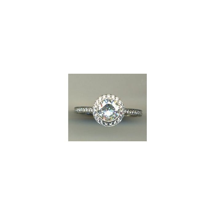 Modern Diamond and Platinum Micro Pavé Halo Ring, 0.94 Carats