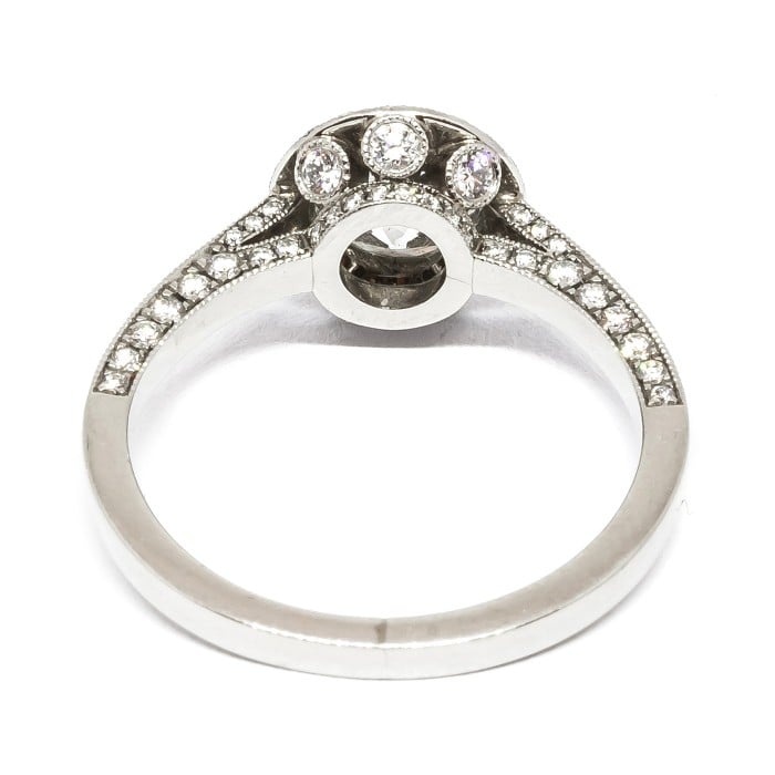 Modern Diamond and Platinum Micro Pavé Halo Ring, 0.94 Carats