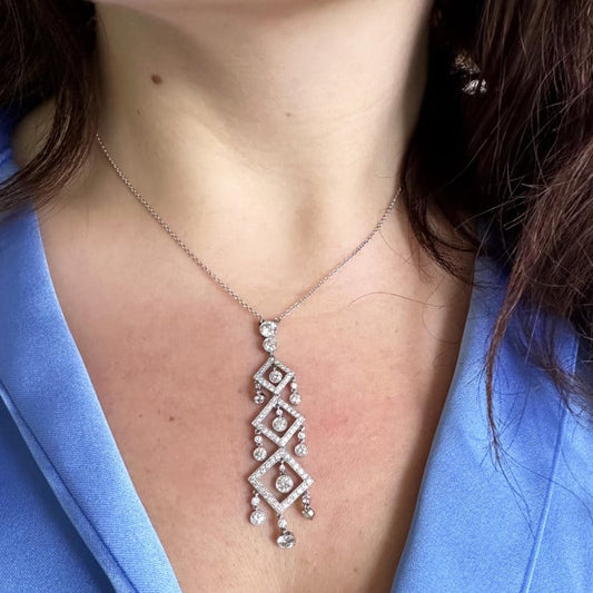 Modern Diamond and Platinum Pendant, 2.73 Carats