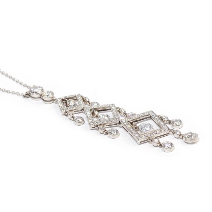 Modern Diamond and Platinum Pendant, 2.73 Carats