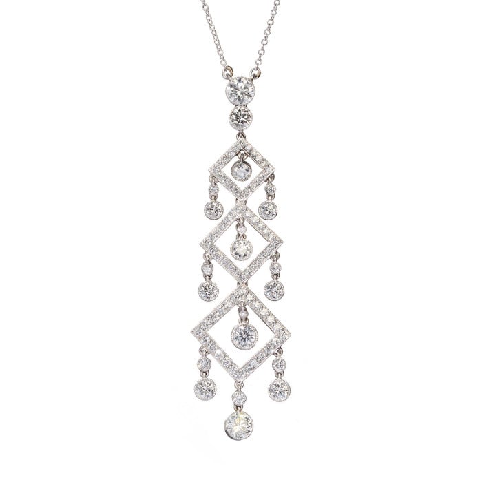 Modern Diamond and Platinum Pendant, 2.73 Carats