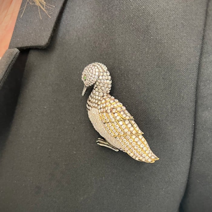 Modern Diamond, Platinum and Gold Duck Brooch, Circa 2000