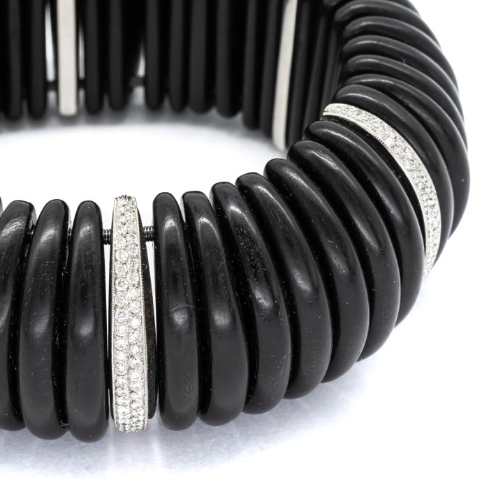 Modern Ebony, Diamond and Platinum Cuff Bracelet, 2.75ct