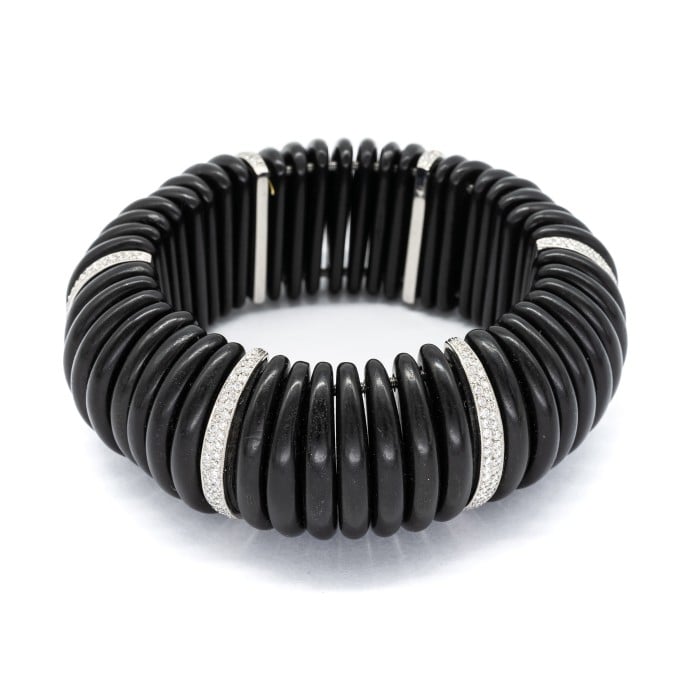 Modern Ebony, Diamond and Platinum Cuff Bracelet, 2.75ct