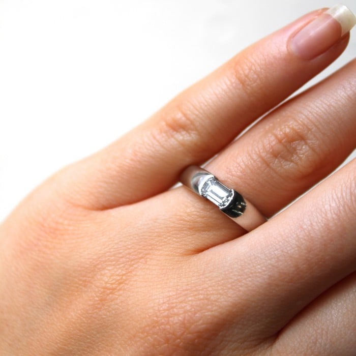 Modern Emerald-Cut 0.54ct D VVS2 Diamond and Platinum Ring