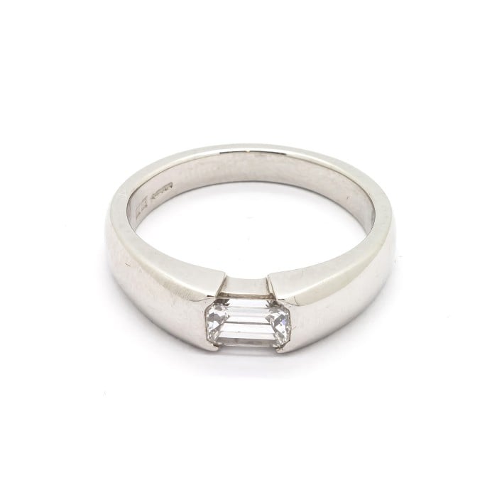 Modern Emerald-Cut 0.54ct D VVS2 Diamond and Platinum Ring