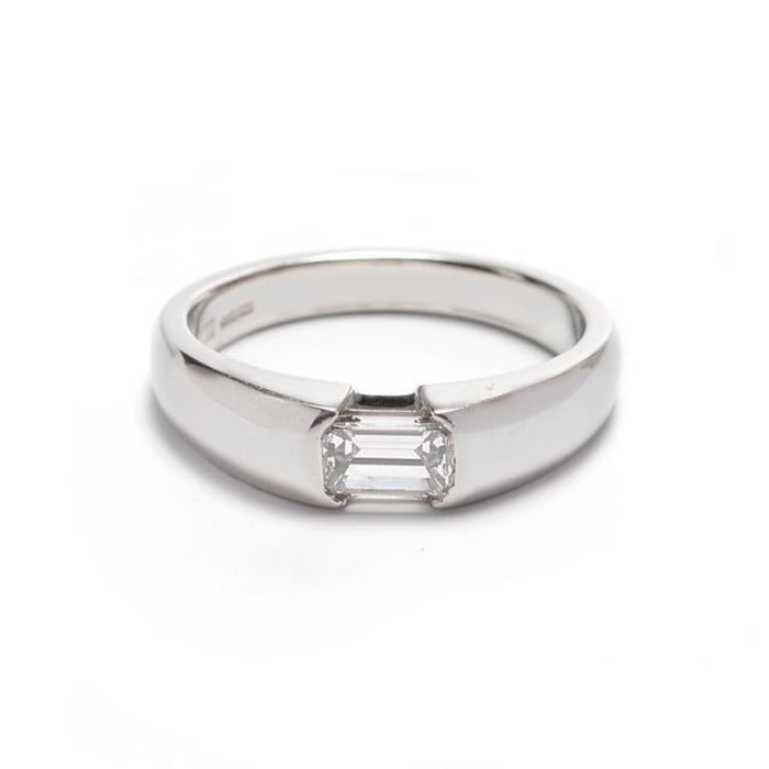Modern Emerald-Cut 0.54ct D VVS2 Diamond and Platinum Ring