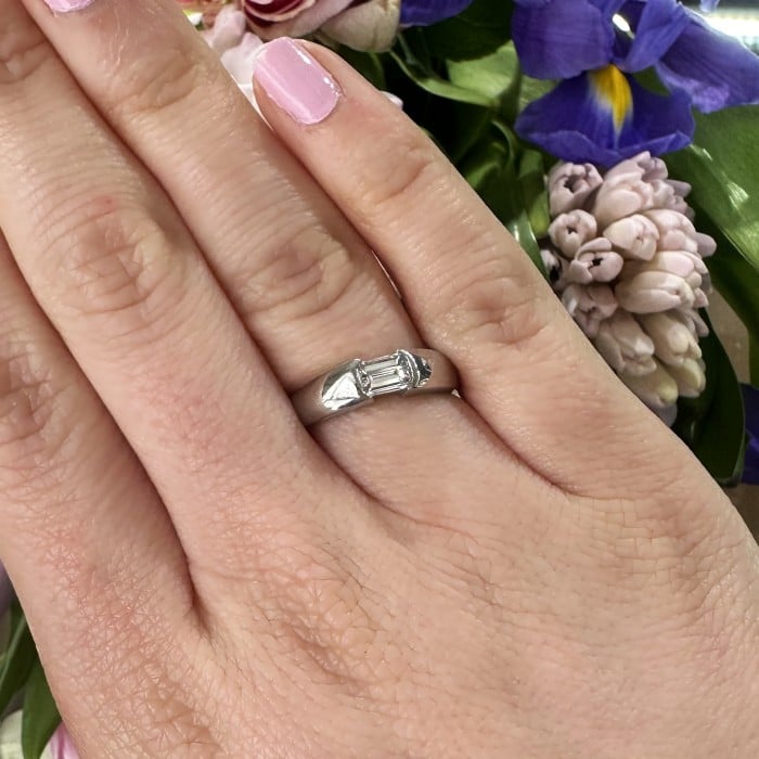 Modern Emerald-Cut 0.54ct D VVS2 Diamond and Platinum Ring
