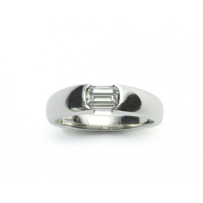Modern Emerald-Cut 0.54ct D VVS2 Diamond and Platinum Ring