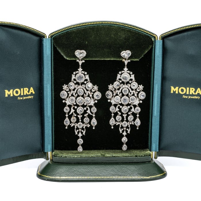 Modern Large Diamond and Platinum Chandelier Earrings, 15.26 Carats