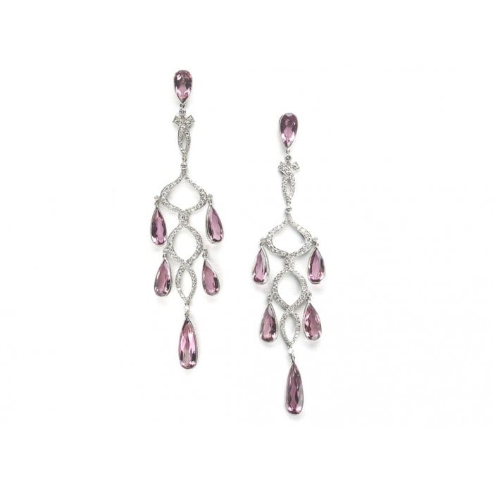 Modern Morganite Diamond and Platinum Chandelier Earrings