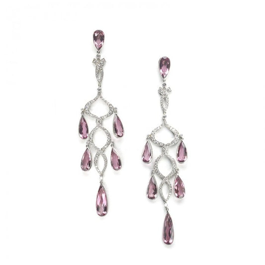 Modern Morganite Diamond and Platinum Chandelier Earrings