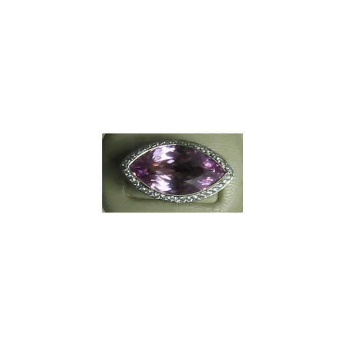 Modern Navette Kunzite, Diamond and Platinum Dress Ring