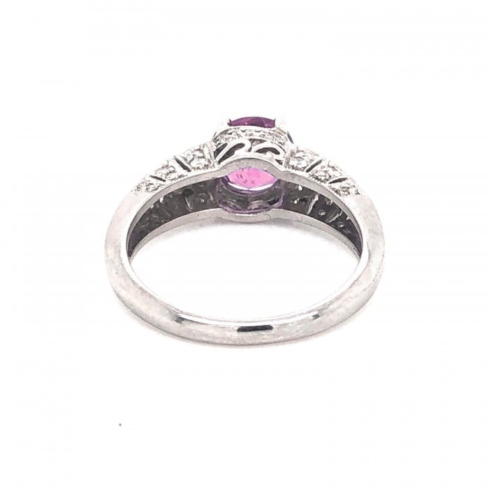 Modern Pink Sapphire, 1.57 Carats Diamond and Platinum Ring, Circa 2009