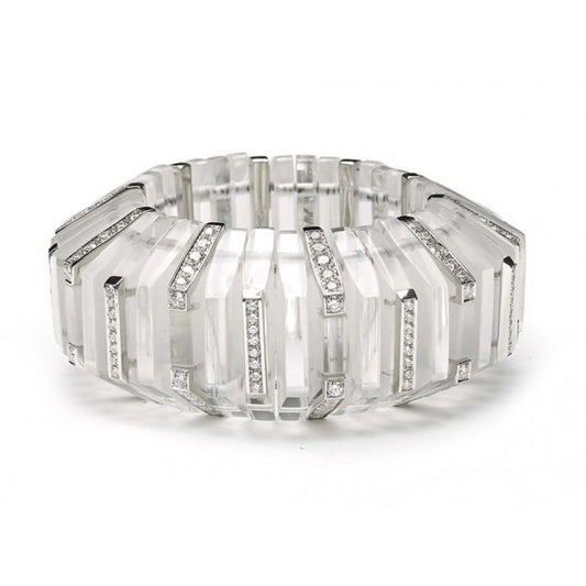 Modern Rock Crystal Diamond and Platinum Bracelet, 13.20 Carats
