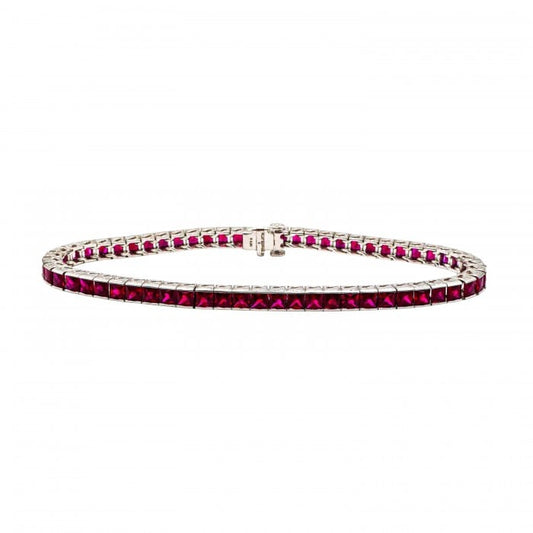 Modern Ruby and Platinum Line Bracelet, 8.90ct