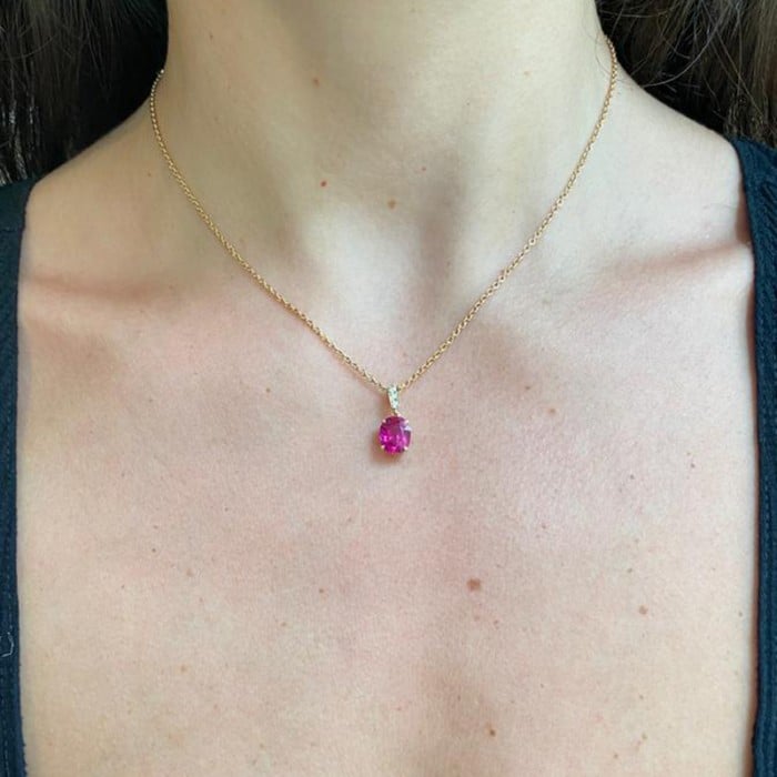 Modern Ruby Diamond and 18ct Gold Pendant, 3.19ct