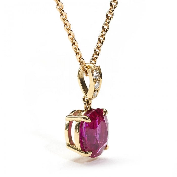 Modern Ruby Diamond and 18ct Gold Pendant, 3.19ct
