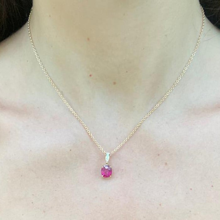 Modern Ruby Diamond and 18ct Gold Pendant, 3.19ct
