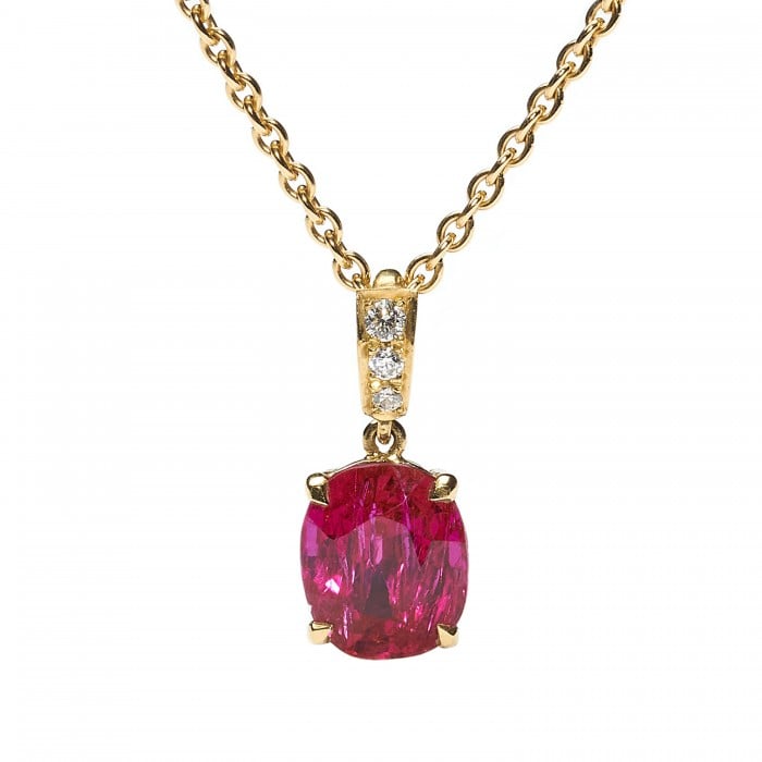 Modern Ruby Diamond and 18ct Gold Pendant, 3.19ct
