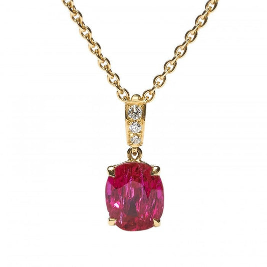 Modern Ruby Diamond and 18ct Gold Pendant, 3.19ct