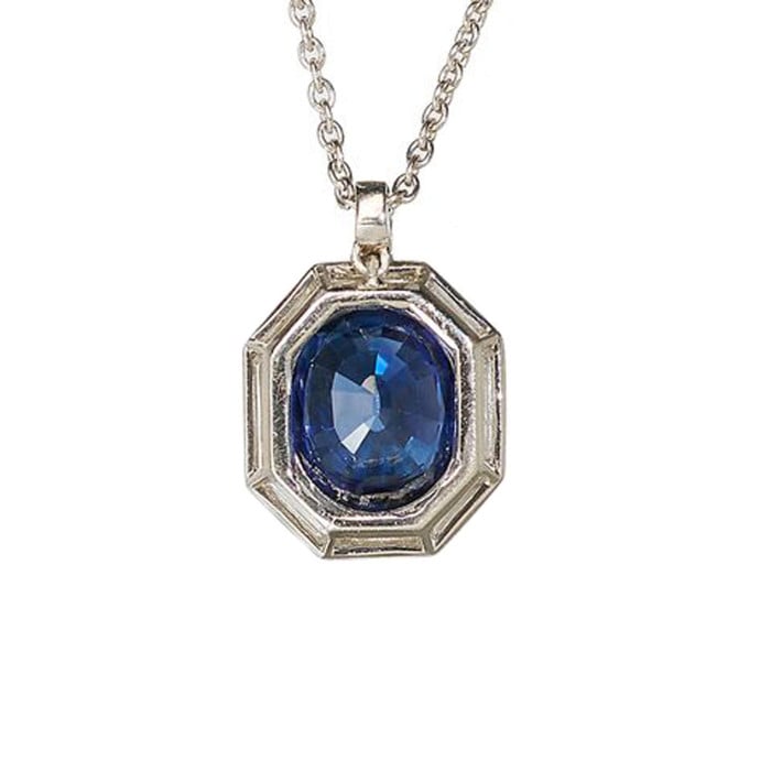 Modern Sapphire Diamond and Platinum Pendant, 4.50 Carats
