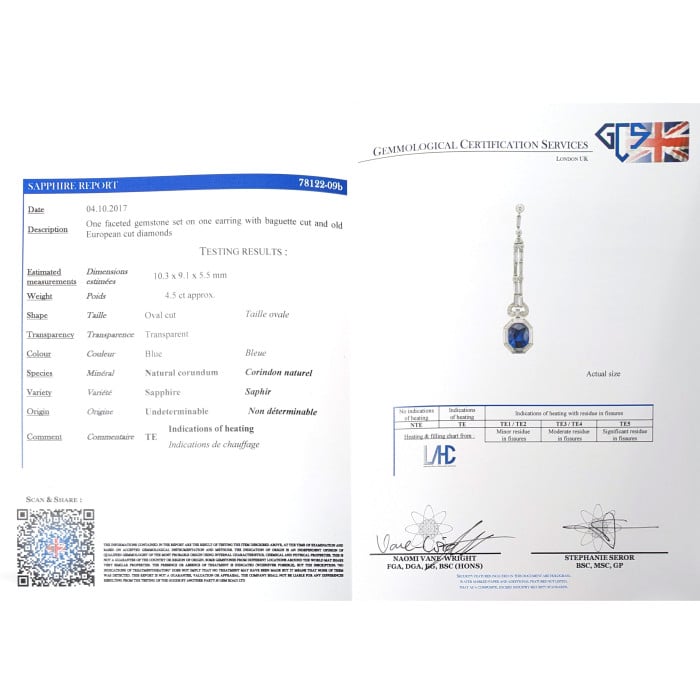 Modern Sapphire Diamond and Platinum Pendant, 4.50 Carats