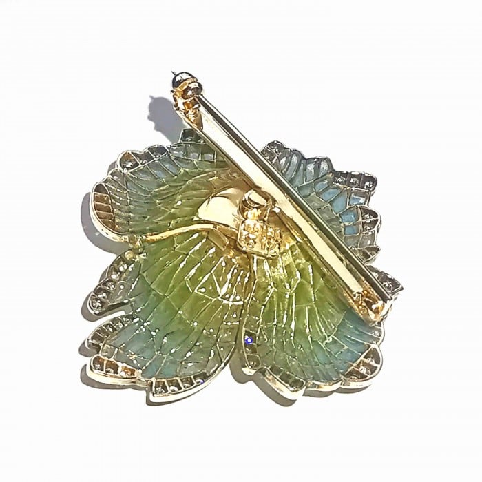 Moira Poppy Plique à Jour Enamel, Diamond, Silver and Gold Brooch