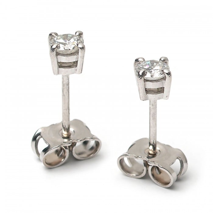 New Diamond and White Gold Four Claw Stud Earrings 0.41Carats