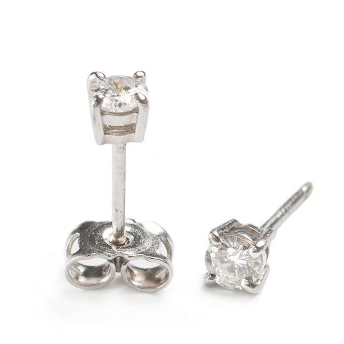New Diamond and White Gold Four Claw Stud Earrings 0.41Carats